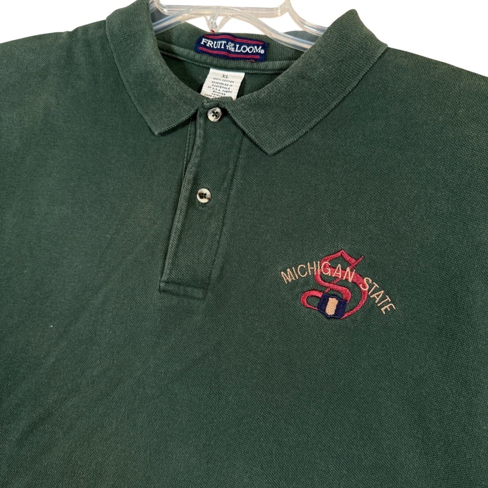Vintage Michigan State Spartans Fruit of the Loom Polo Shirt Mens XL Embroidered